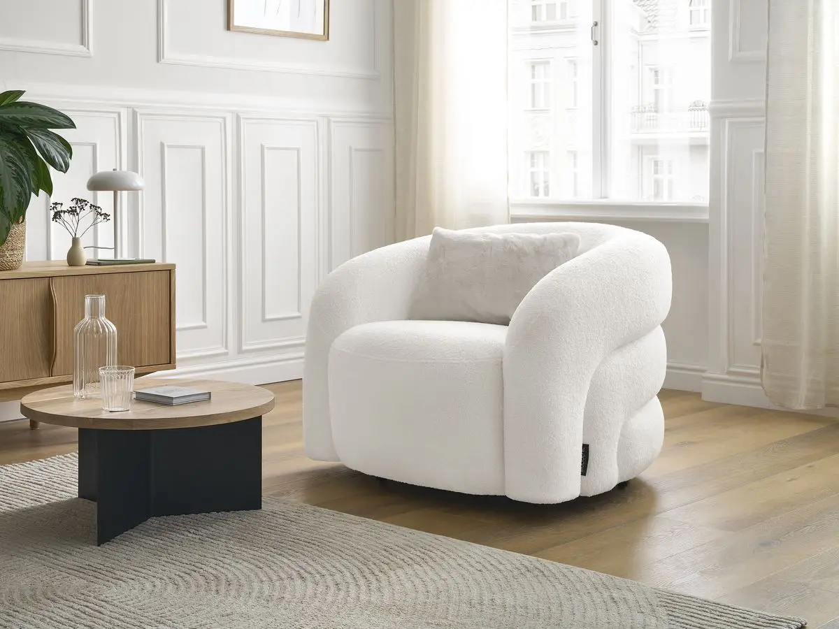 BOBOCHIC Fauteuil pivotant ELINA tissu bouclette en 7 coloris