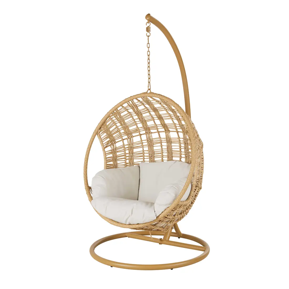 Fauteuil suspendu extérieur PARMA en résine et coussin en polyester recyclé écru de Maisons du Monde : Réduction de -20%