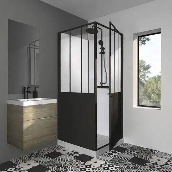 Cabine de douche GELCO 90x90x220 cm Style Industriel Noir : FRENCH DAYS Cdiscount Réduction -7%