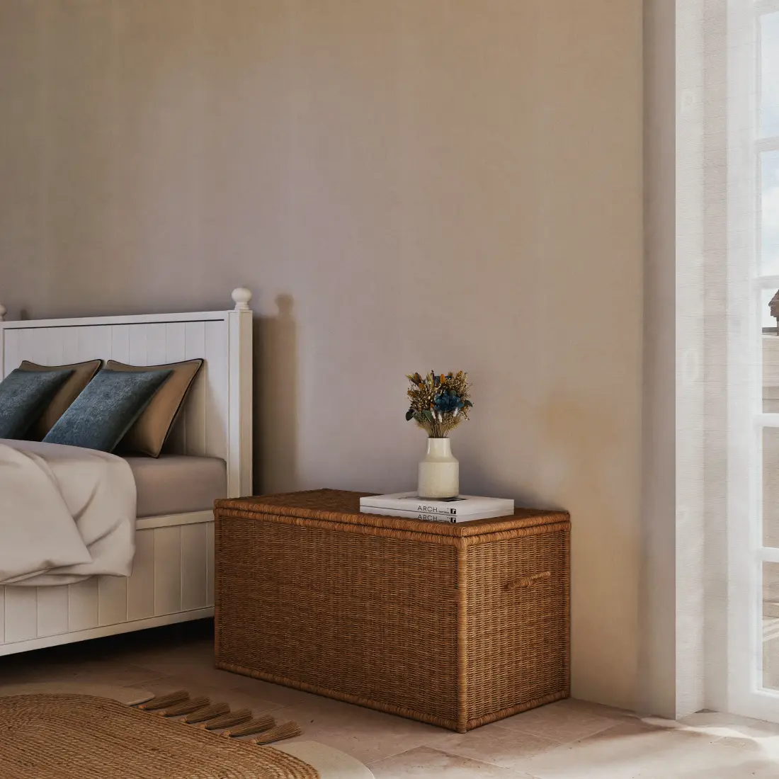 Malle LAVANDOU en rotin tressé de Maisons du Monde : L'Élégance du Rangement au Naturel