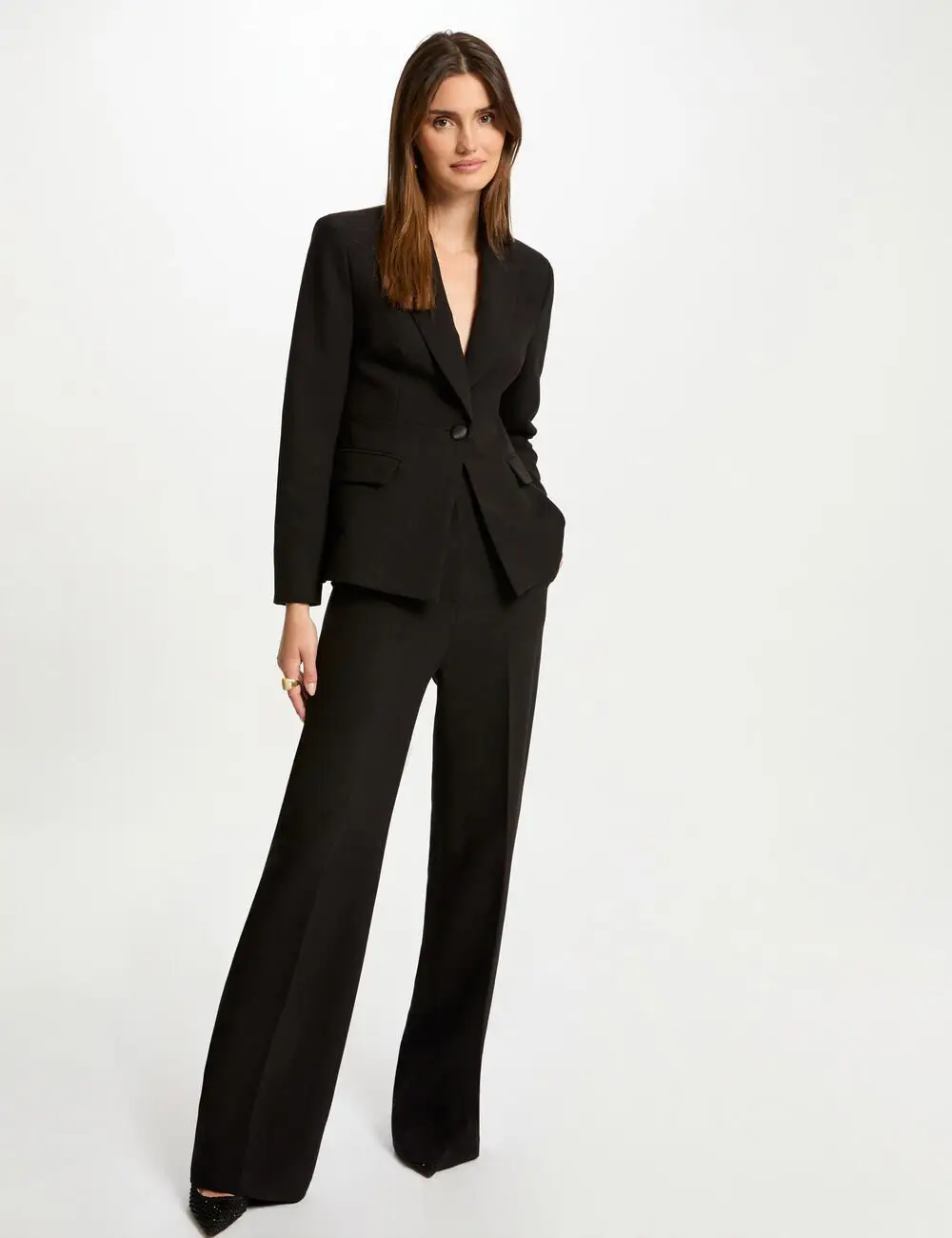 Pantalon flare à pinces PANY Morgan noir - Style et Sophistication