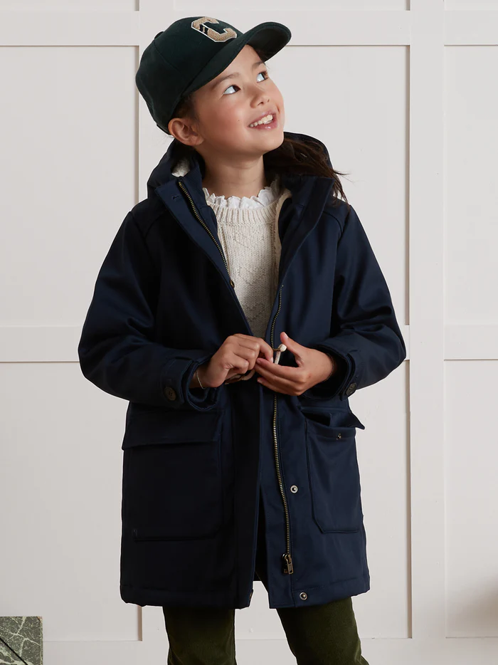 Parka Nautique Fille Cyrillus doublée sherpa encre : Chaude, Imperméable et Stylée