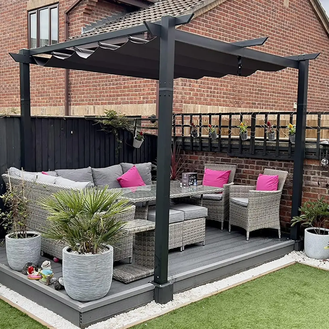 Pergola PURPLE LEAF CD05-PRG1010-GY 3x3 m aluminium Gris pas cher chez Cdiscount