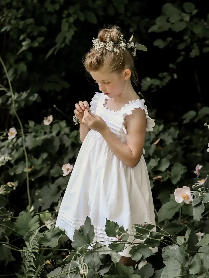 Robe Fille MARIE Cyrillus Blanche - Cortège Arabesque : Élégance et Raffinement pour les Fêtes et Mariages