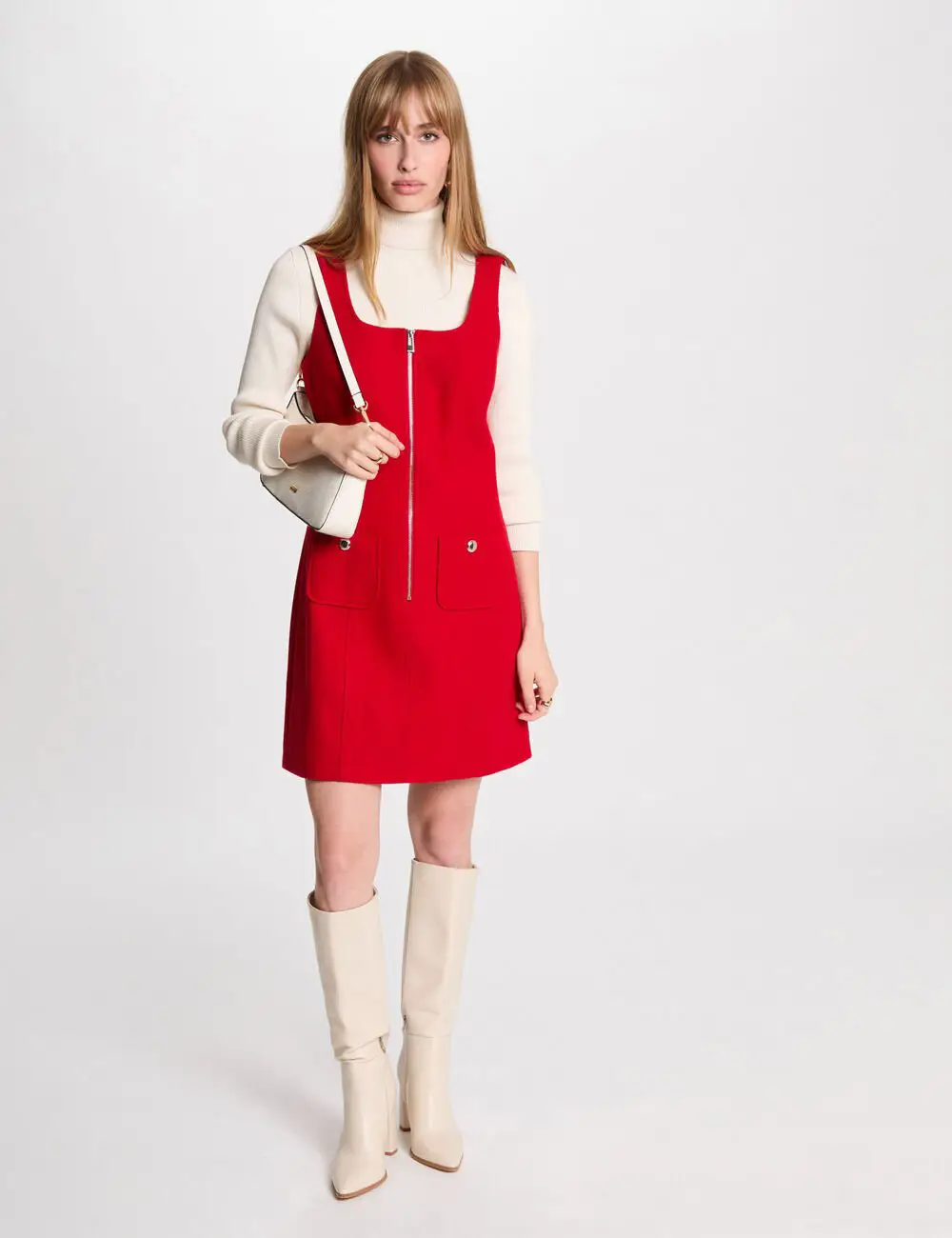 Robe Courte Chasuble Zippée RELOR Morgan Rouge : Style Tendance et Confort Assuré