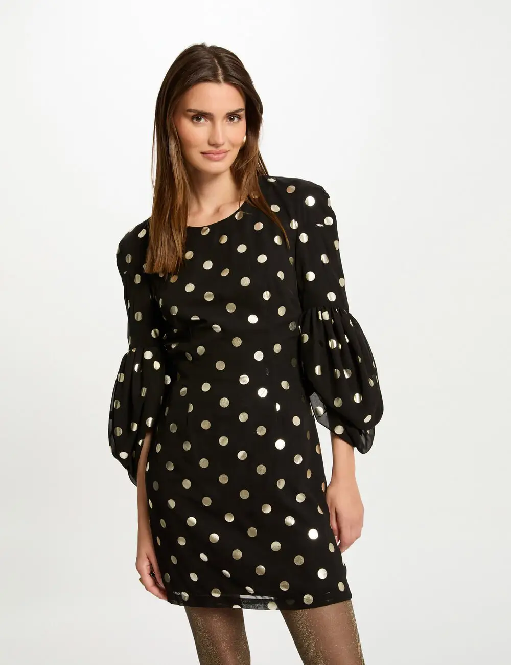 Robe courte cintrée à pois noir RLINI Morgan Noir - Robe Femme Morgan