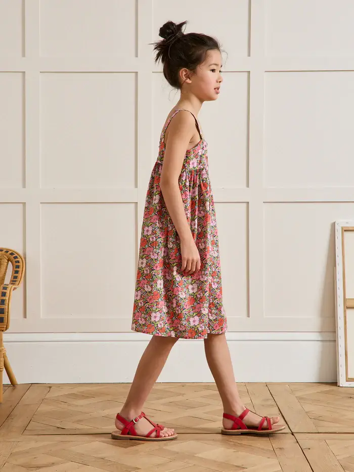 Robe Fille Cyrillus tissu Liberty Meadow Song Corail