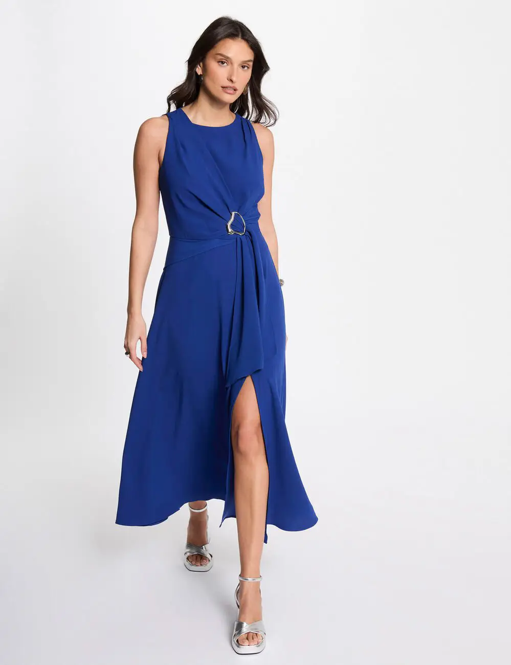 Robe longue évasée fluide RERTI Morgan bleu électrique