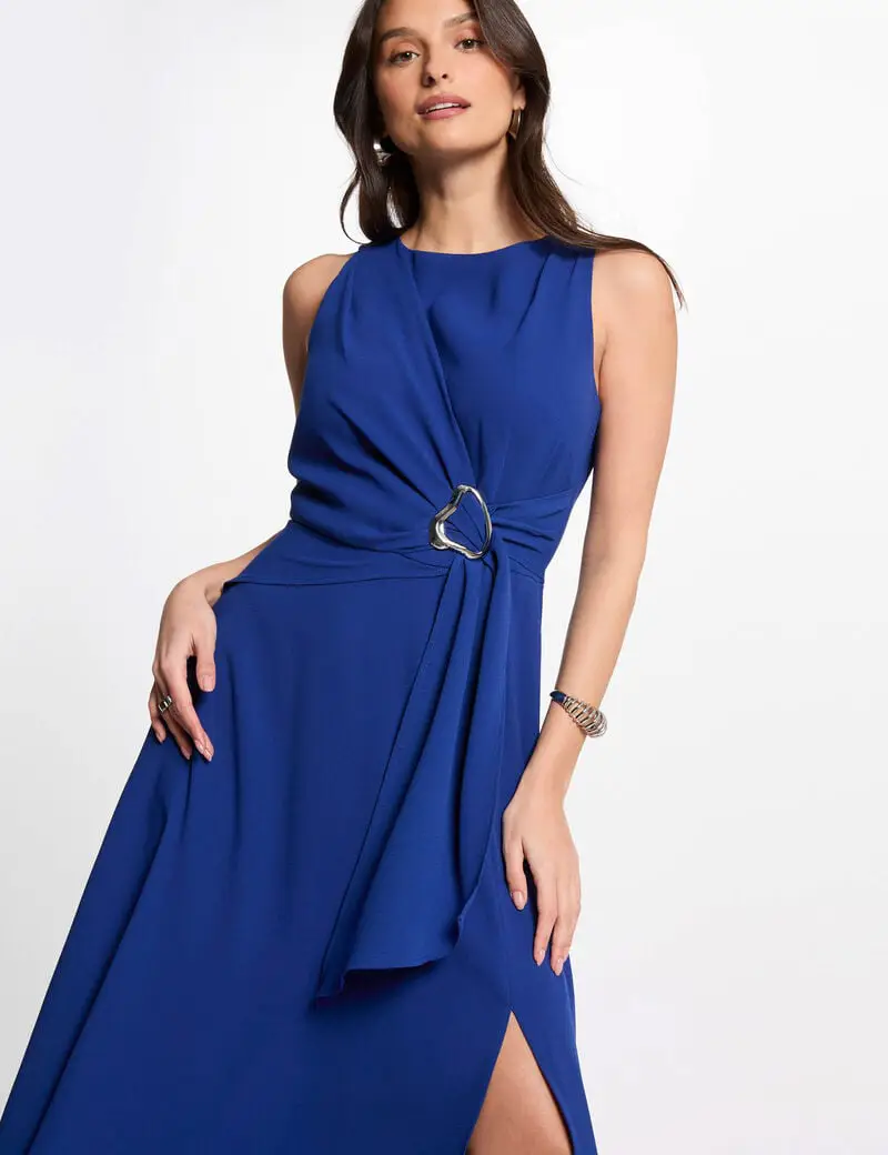 Robe longue évasée fluide RERTI Morgan bleu électrique