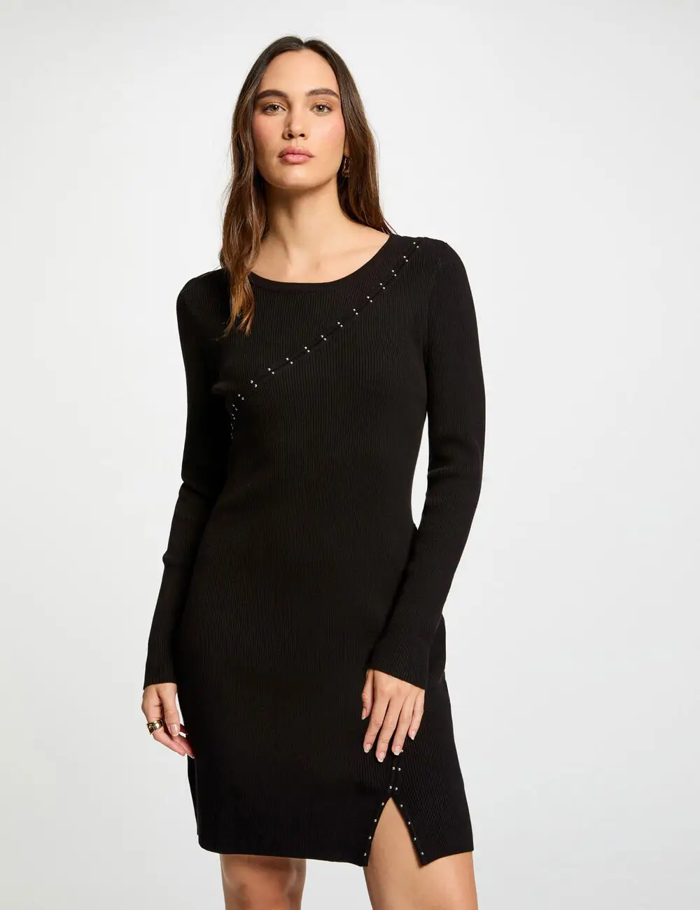 Robe tricot courte RMRITA Morgan ajustée noir : Élégance et confort réunis