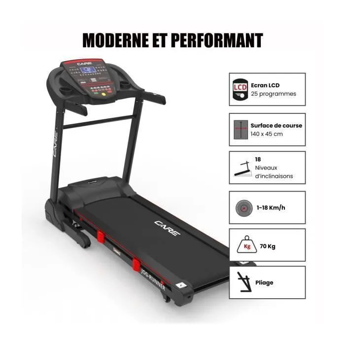 Tapis de course connecté CARE JOG RUNNER 18km/h