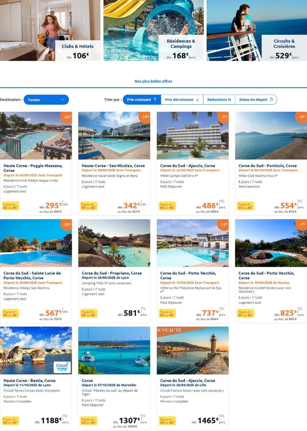 CARREFOUR VOYAGES : PROMO VACANCES EN CORSE borde mer dès 106€