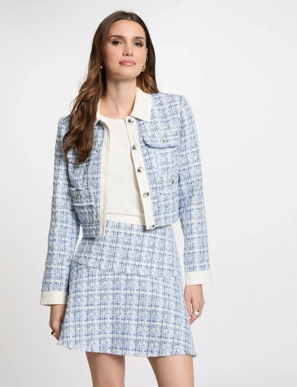 Veste Courte Tweed VBLUE Morgan Multicolore : Élégance et Charme Contemporain