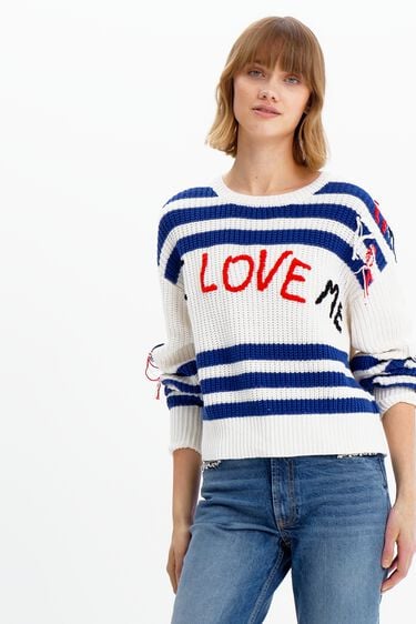 Pull LOVE ME Desigual Col rond - Pull Femme Desigual