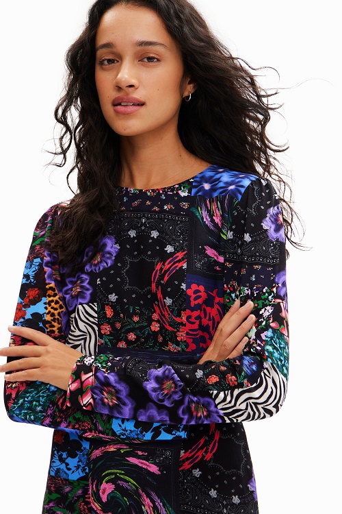 Robe courte découpe patchwork Desigual - Robe Femme Desigual