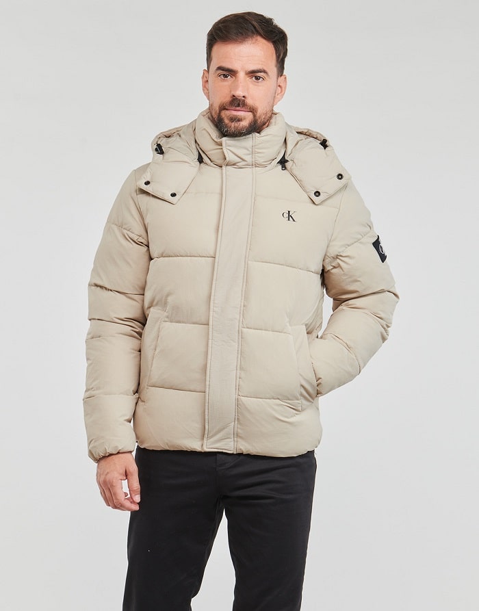 Calvin Klein Jeans Doudoune ESSENTIALS NON DOWN LOGO JACKET Beige - Doudoune Homme Spartoo