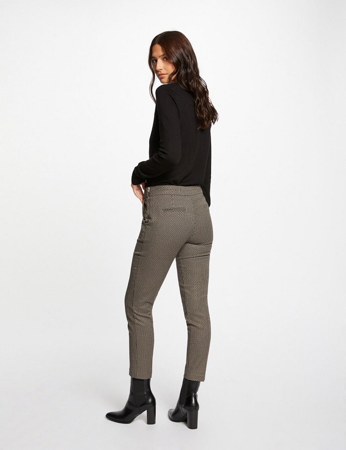 Pantalon cigarette PANG Morgan imprimé géométrique noir - Pantalon Femme Morgan