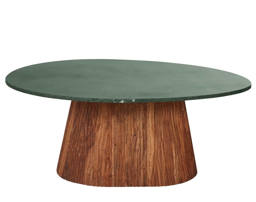 Table basse ALYA en marbre vert et bois d'acacia massif  - Maisons du Monde