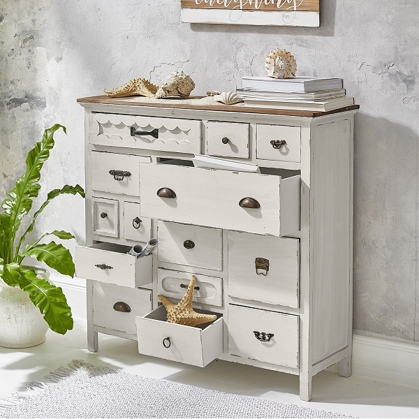 Commode Grayson Bois de Sapin blanc vieilli - Commode Loberon