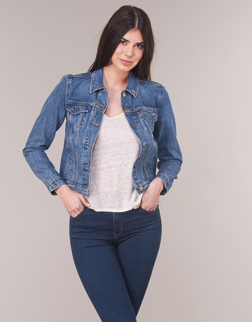 Levi's ORIGINAL TRUCKER Bleu Medium pas cher - Veste en Jeans Femme Spartoo