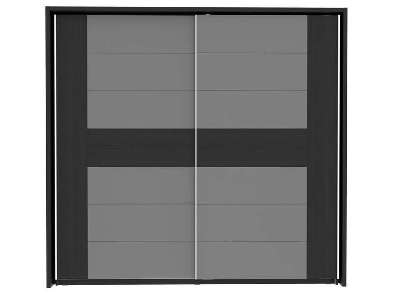 Armoire 2 portes coulissantes DOLCE BLACK EDITION coloris chêne noir et gris mat