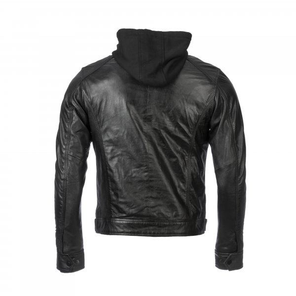 Blouson à capuche Serge Pariente en cuir noir - Blouson Homme Rue des Hommes