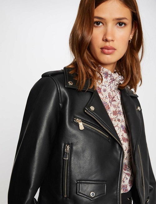 Blouson droit zippé GZORA Morgan noir - Blouson Femme Morgan