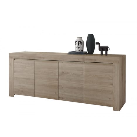 BOBOCHIC Buffet 4 portes Giarre en bois chene noyer clair pas cher - Buffet Rue du Commerce