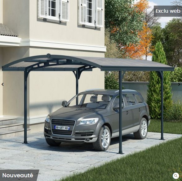 Carport aluminium toit polycarbonate ATLAS 14,4 m² 1 voiture