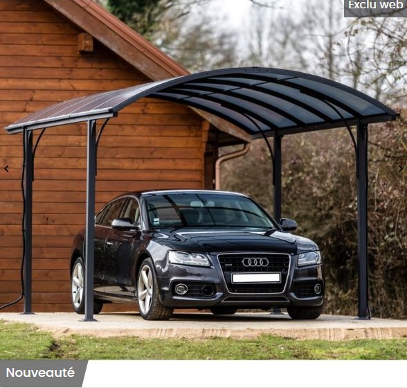 Carport aluminium toit polycarbonate Habrita 1 voiture 14,62 m²