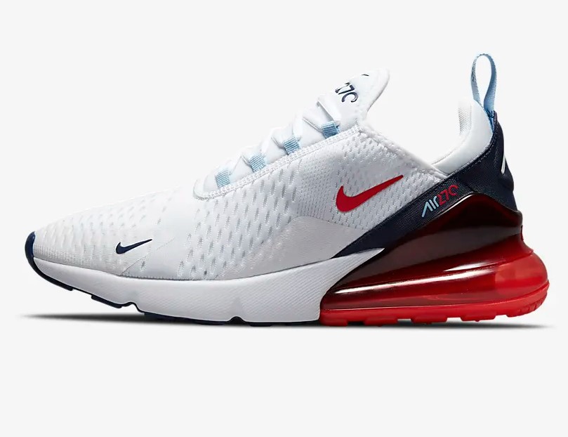 Nike Air Max 270 Blanc/Bleu marine nuit/Bleu psychédélique/Rouge Chili pour Homme