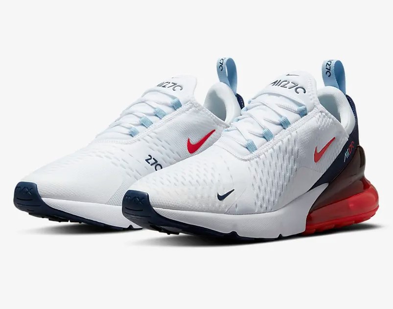 Nike Air Max 270 Blanc/Bleu marine nuit/Bleu psychédélique/Rouge Chili - Baskets Homme Nike