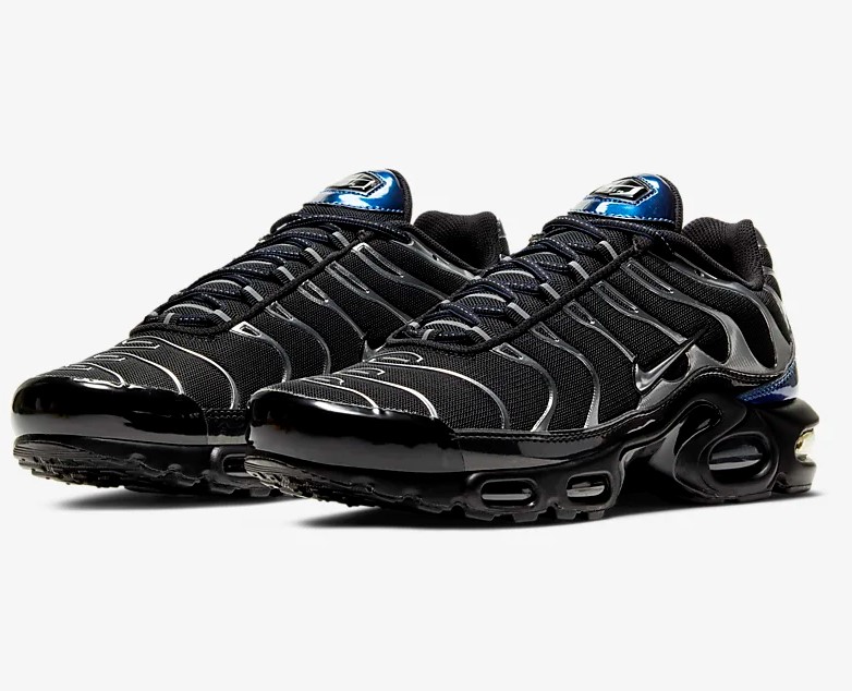 Nike Air Max Plus Noir/Bleu royal profond/Gris froid métallique pas cher - Baskets Homme Nike