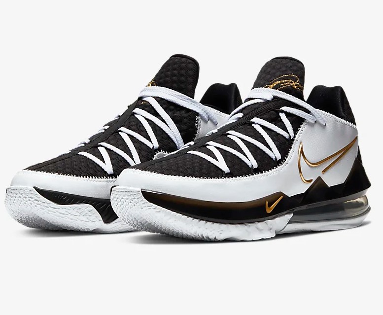 LeBron 17 Low Blanc/Noir/Or métallique pas cher - Baskets Homme Nike