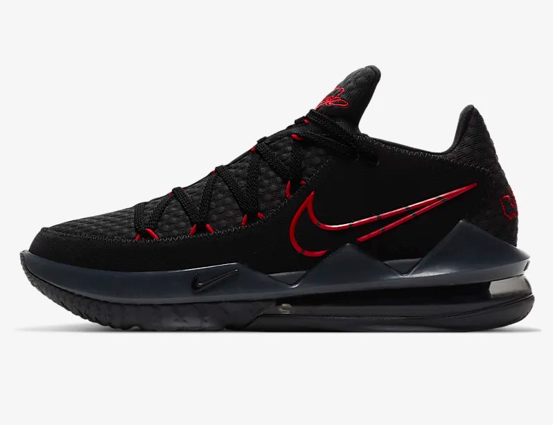 LeBron 17 Low Noir/Gris foncé/Rouge université pour Homme