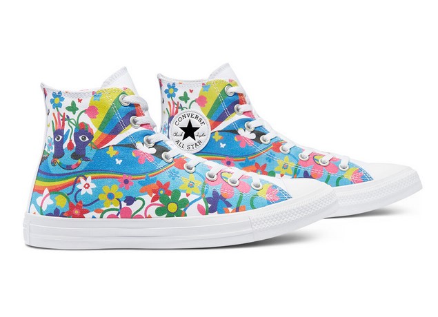 Converse Chuck Taylor All Star Pride montante Blanc/Multicolore/Blanc - Baskets Femme Converse