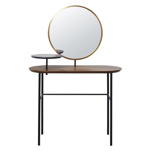 Coiffeuse SPIGA avec miroir imitation noyer et métal noir - Coiffeuse Maisons du Monde