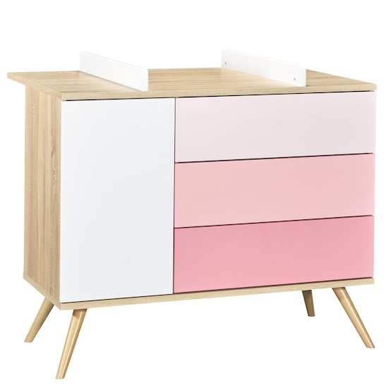 Commode porte + 3 tiroirs Seventies de Sauthon Rose pas cher - Commode Enfant Autour de Bébé