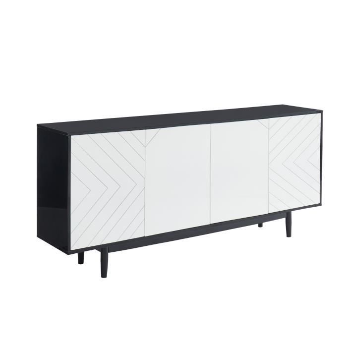 ECLIPSE Buffet avec 4 portes Décor noir et blanc pas cher - Buffet Cdiscount