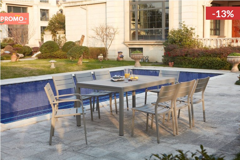 Salon de jardin extensible MEZZANE 8 places en aluminium