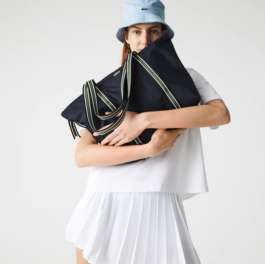 Grand sac cabas Jeanne Lacoste en toile avec anses rayées
