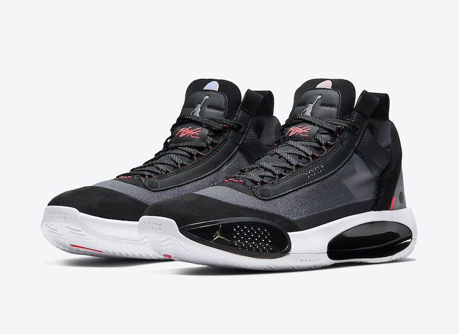 Air Jordan XXXIV Low Noir/Blanc/Rouge orbite/Argent métallique pas cher - Baskets Homme Nike