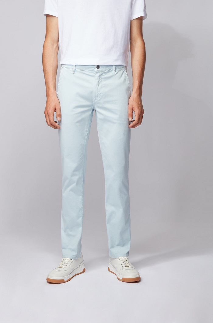 BOSS Schino-Slim D Chino casual Slim Fit en coton stretch brossé - Pantalon Homme Hugo Boss