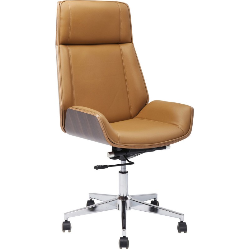 Chaise de bureau pivotante HIGH BOSSY à roulettes marron - Fauteuil de bureau Maisons du Monde