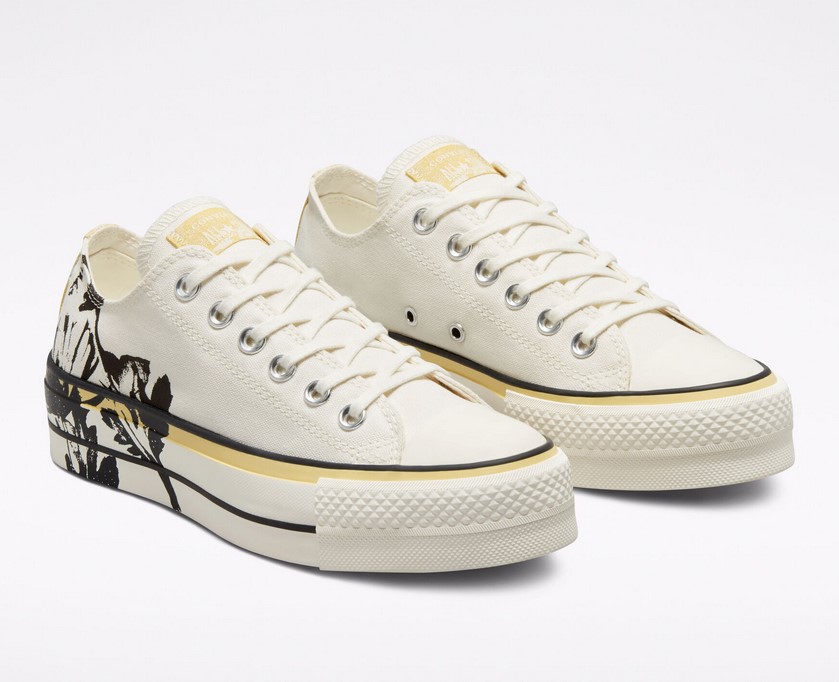 Converse Chuck Taylor All Star à plateforme florale hybride Aigrette/Saturne Or/Noir - Baskets Femme Converse