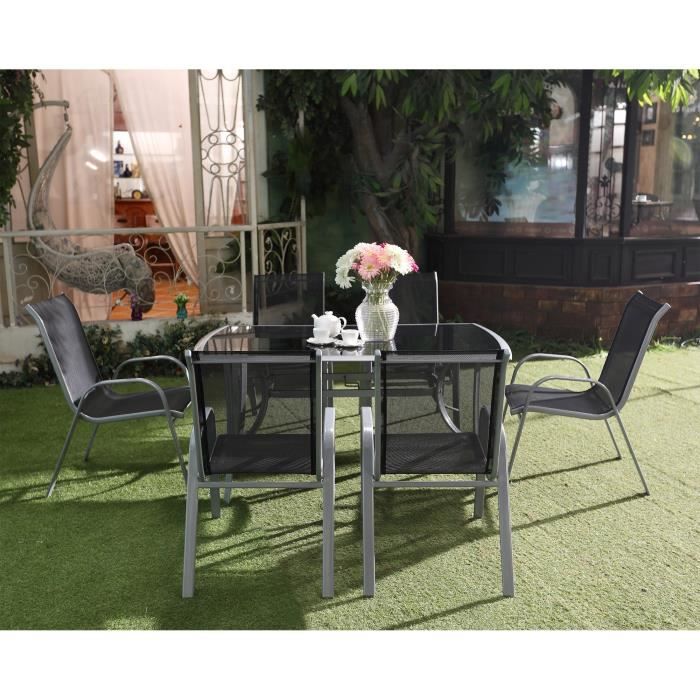 Le Grenadin Salon de jardin table et 6 chaises en aluminium pas cher - Salon de jardin Cdiscount