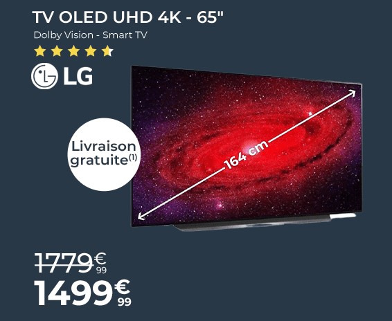 LG 65CX3 TV OLED UHD 4K 164 cm pas cher - Téléviseur Cdiscount
