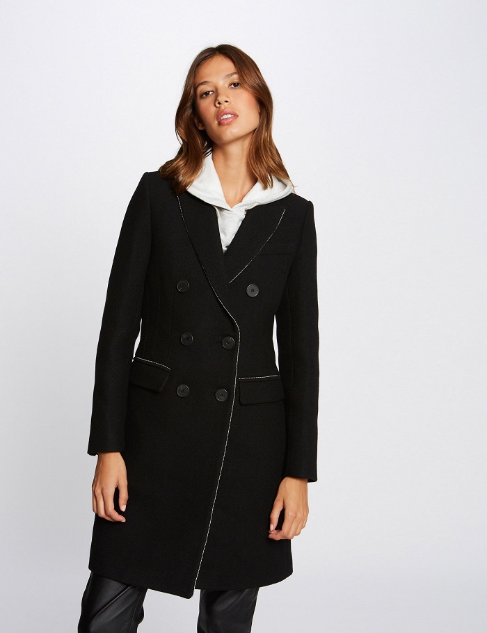 Manteau droit boutonné GREY.N Morgan noir