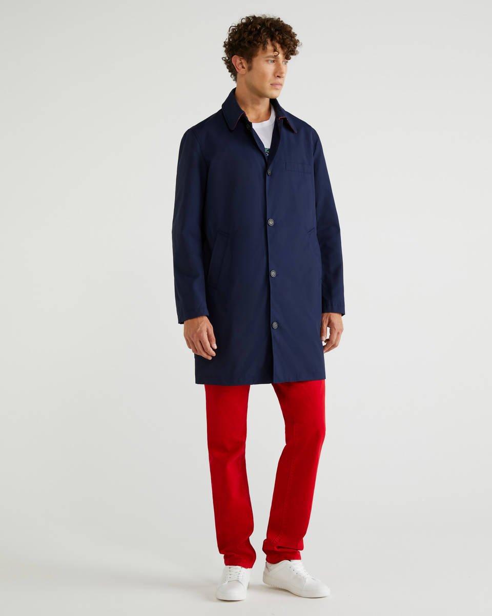 Manteau en nylon coupe regular Benetton Bleu Foncé - Manteau Homme Benetton