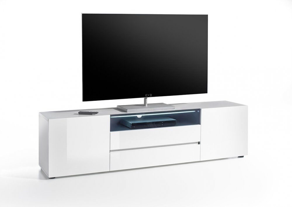 Meuble TV design VERONA laqué blanc pas cher - Soldes Meuble TV Inside75